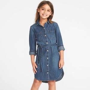 Denim belted dress